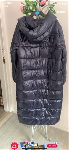 coat Navy Long puffa coat size small 10/12 boutique brand
