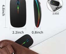 Wireless Bluetooth Rechargeable Mouse With Mouse Pad, Rechargeable, LED, Silent, Ultra-thin Design (Bluetooth 5.2 and 2.4GHz USB Receiver) | Portable Computer Mouse for Laptops, iPads, MacBooks and Apple Devices