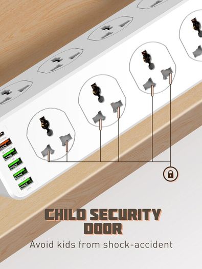 Power Station Strip Universal 10port + 5 USB & 1 Type C