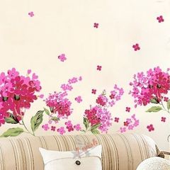 Big Pink Hydrangea Flowers Wall Stickers DIY ART Easy to Aplly Mural Decals