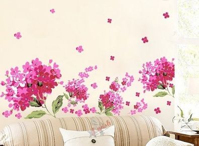Big Pink Hydrangea Flowers Wall Stickers DIY ART Easy to Aplly Mural Decals