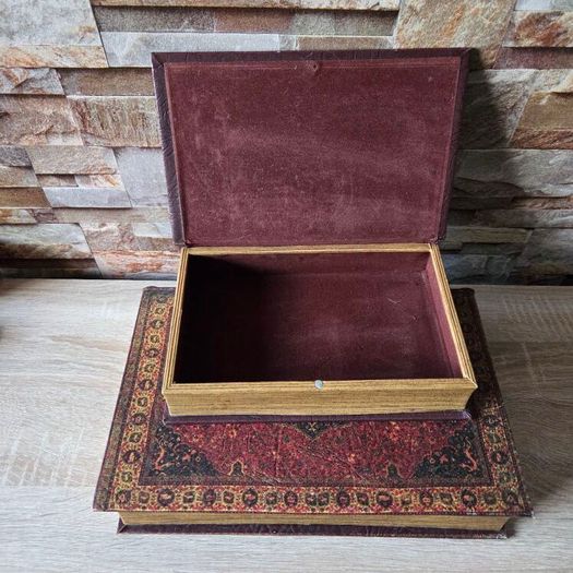 Vintage Nesting Faux Book Storage Boxes - Set of 2 Ornate Persian Design