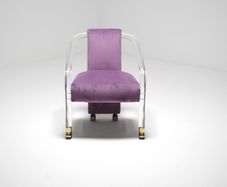 Vintage Lucite and Purple Velvet Armchair by Charles Hollis Jones, USA, 1970s.