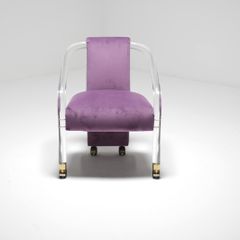 Vintage Lucite and Purple Velvet Armchair by Charles Hollis Jones, USA, 1970s.