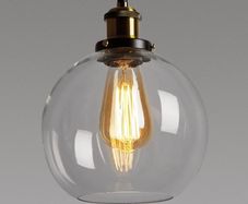 Vintage Glass Pendant Light, Industrial Ceiling Lights with Clear Ball Glass Light Shade, Adjustable Pendant Lighting for Kitchen Island Dining Room Bedroom MULTIPLE STYLES AVAILABLE (FREE POSTAGE)