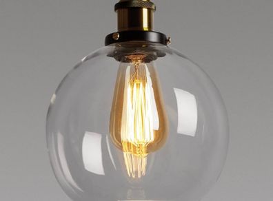 Vintage Glass Pendant Light, Industrial Ceiling Lights with Clear Ball Glass Light Shade, Adjustable Pendant Lighting for Kitchen Island Dining Room Bedroom MULTIPLE STYLES AVAILABLE (FREE POSTAGE)