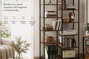 Industrial Bookcase with 10 Shelves Vintage Brown &amp; Black Metal Display Storage Shelf 170cm