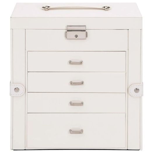 Jewellery Box 5-Layer with Mirror Lockable White
