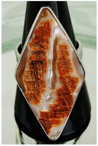 Huge Crazy Lace Agate Sterling Silver Statement Ring Size Q 1/2
