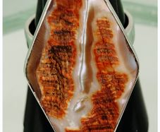 Huge Crazy Lace Agate Sterling Silver Statement Ring Size Q 1/2