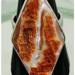 Huge Crazy Lace Agate Sterling Silver Statement Ring Size Q 1/2