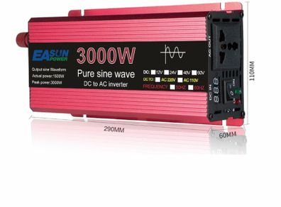 3000W 12V inverter pure sine wave for camper or boat