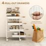 Wood 5-Tier Storage Trolley on Wheels - White Image 5
