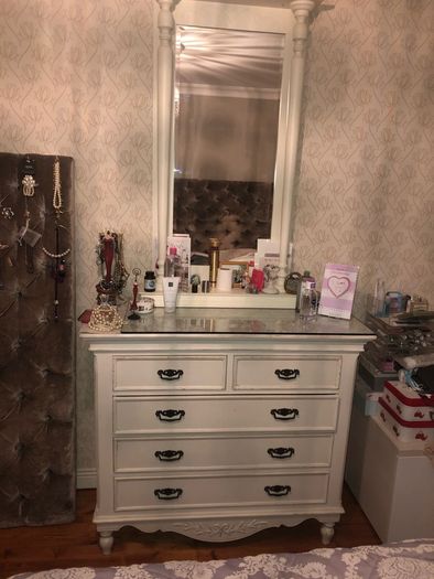 Solid wood  5 drawer chest , with mirror