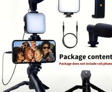 Portable Video Making Kit with Mic, LED Flash & Tripod