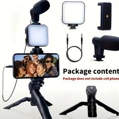 Portable Video Making Kit with Mic, LED Flash & Tripod