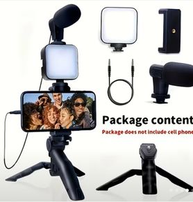 Portable Video Making Kit with Mic, LED Flash & Tripod