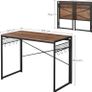 Computer Desk, Folding Desk with 8 Hooks, Workstation Image 4