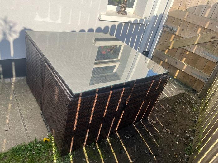 4 Seater Brown Rattan Cube Garden