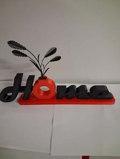 3D Printed "Home" Sign Home Decor with Vase