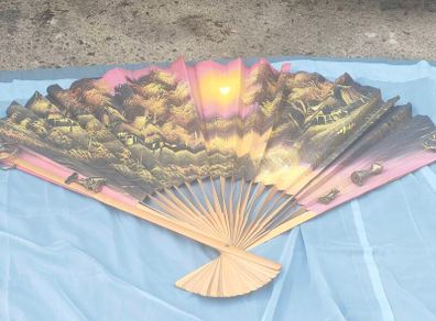 50" Hand Painted Japanese/Chinese Fan