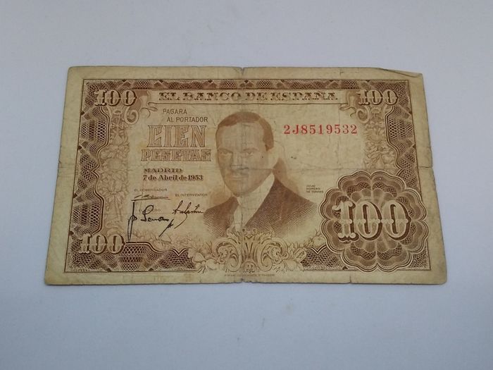 Bank of Spain : 1953 , 100 Pesetas Banknote