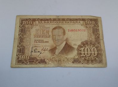 Bank of Spain : 1953 , 100 Pesetas Banknote