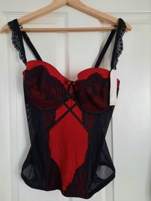 36D Red and Black Corset