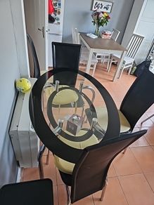 glass dining table and chairs