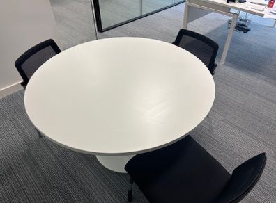 Round office table and 3 chairs