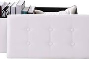 NEW SALE | Folding Ottoman Bench Storage Box with Lid, Large Storage Seat Faux Leather Footstool Toy Storage Box, Brown, 76 x 38 x 38 cm