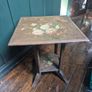 Antique Edwardian folk art handpainted floral side table 2 tier Image 2