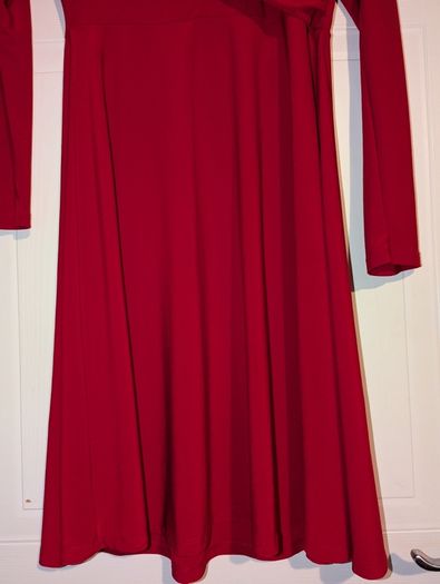 gorgeous long sleeve wrap effect red midi dress from DKNY