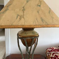 Antique marble lamps with gold detailing x 2