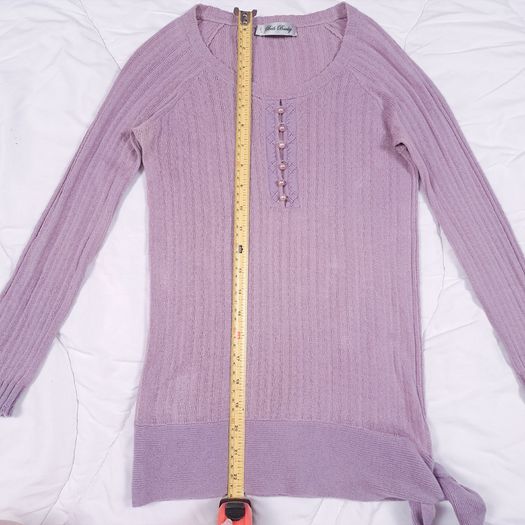 Beth Bowley Mauve Purple Knit Henley Top with Side Tie Size XS/S