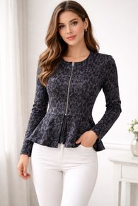 Brand New Savida Zip Up Peplum Top (Size: 8)