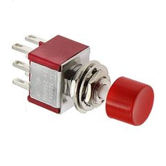 PS-202 Mini 6MM 6Pin DPDT Momentary Push Button Switch With Red Cap