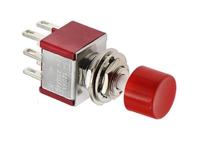 PS-202 Mini 6MM 6Pin DPDT Momentary Push Button Switch With Red Cap