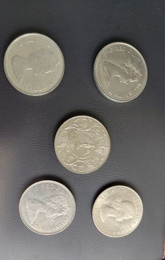 Complete set of 5 English  Crown Coins  Free  postage