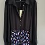 Love & Roses UK 16 Black Pleated Midi Dress Abstract Leopard Print Belted  Brand new with tags. Image 7