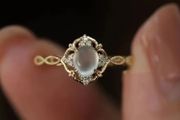 Vintage Style Moonstone Crystal Gold Tone Ring