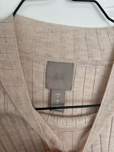 H&M beige marl long sleeve ribbed top size S