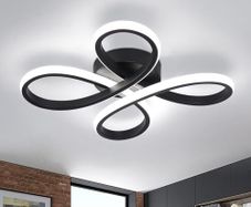 Modern LED Ceiling Light, 30W Black Curved Creative Modern Ceiling Lights Fixture LED for Living Room Bedroom Corridor Aisle Hallway Indoor Office Kitchen Lamp - Cool White Light 6000K