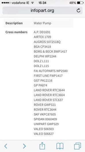 Land Rover water pump