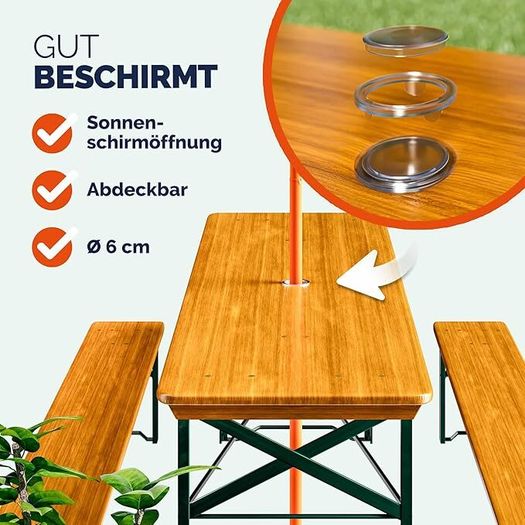 Foldable 3-Piece Beer Garden & Picnic Table Set