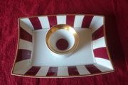 Bernardaud Limoges Nestle 2001 Gold Gilt Burgundy Tray With Dipping Cup Set