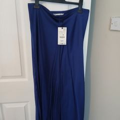 Blue Ladies satin skirt