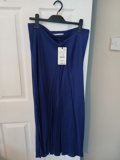 Blue Ladies satin skirt
