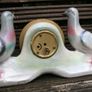 Vintage Jema Holland Pair of Pigeons Mantle Clock Figurines No 428 (works well) Image 7