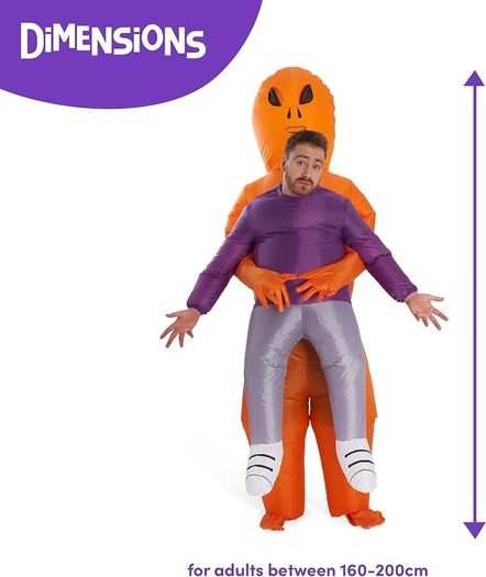 Carry Me Alien Inflatable Adult Costume, Funny Scary Blow Up Fancy Dress Suit for Halloween Party (FREE SHIPPING)